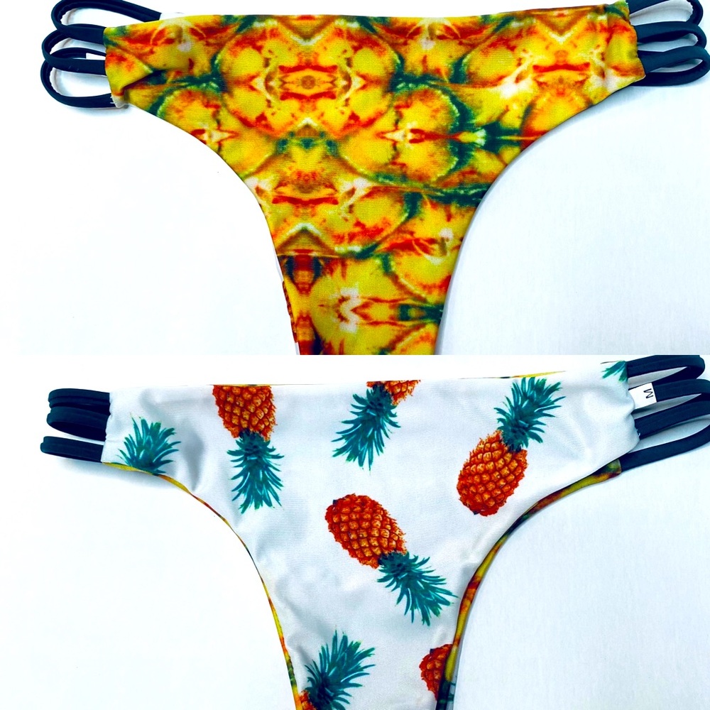 Pineapple Fruit Print Reversible Side Strap Bikin… - image 3